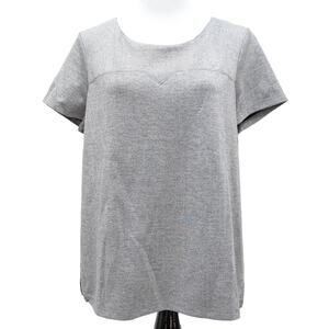 Nordstrom Trouve Silver Black Zipper Back Crew Neck Top Size Large